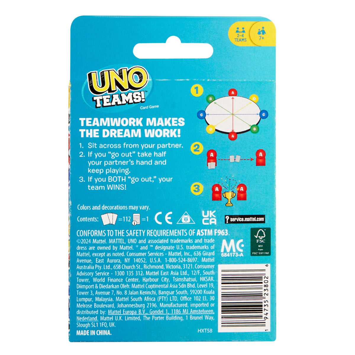 UNO Teams Card Game For Family Nights, Game Nights, Travel, Camping & Parties
