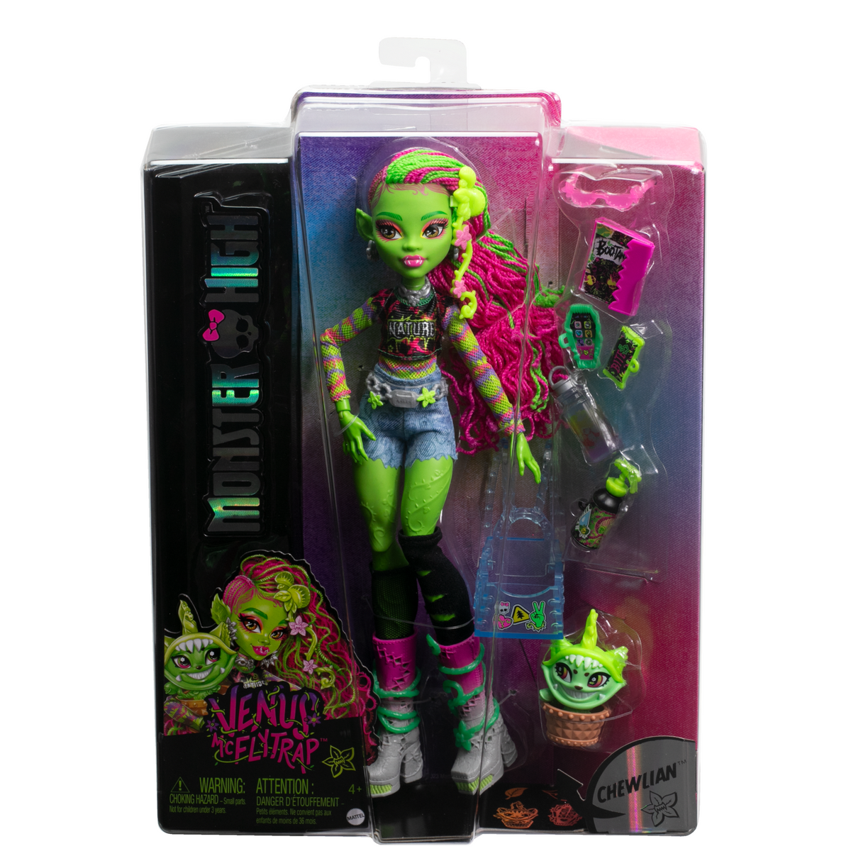 Monster High Venus Mcflytrap Fashion Doll With Pet Chewlian And Accessories