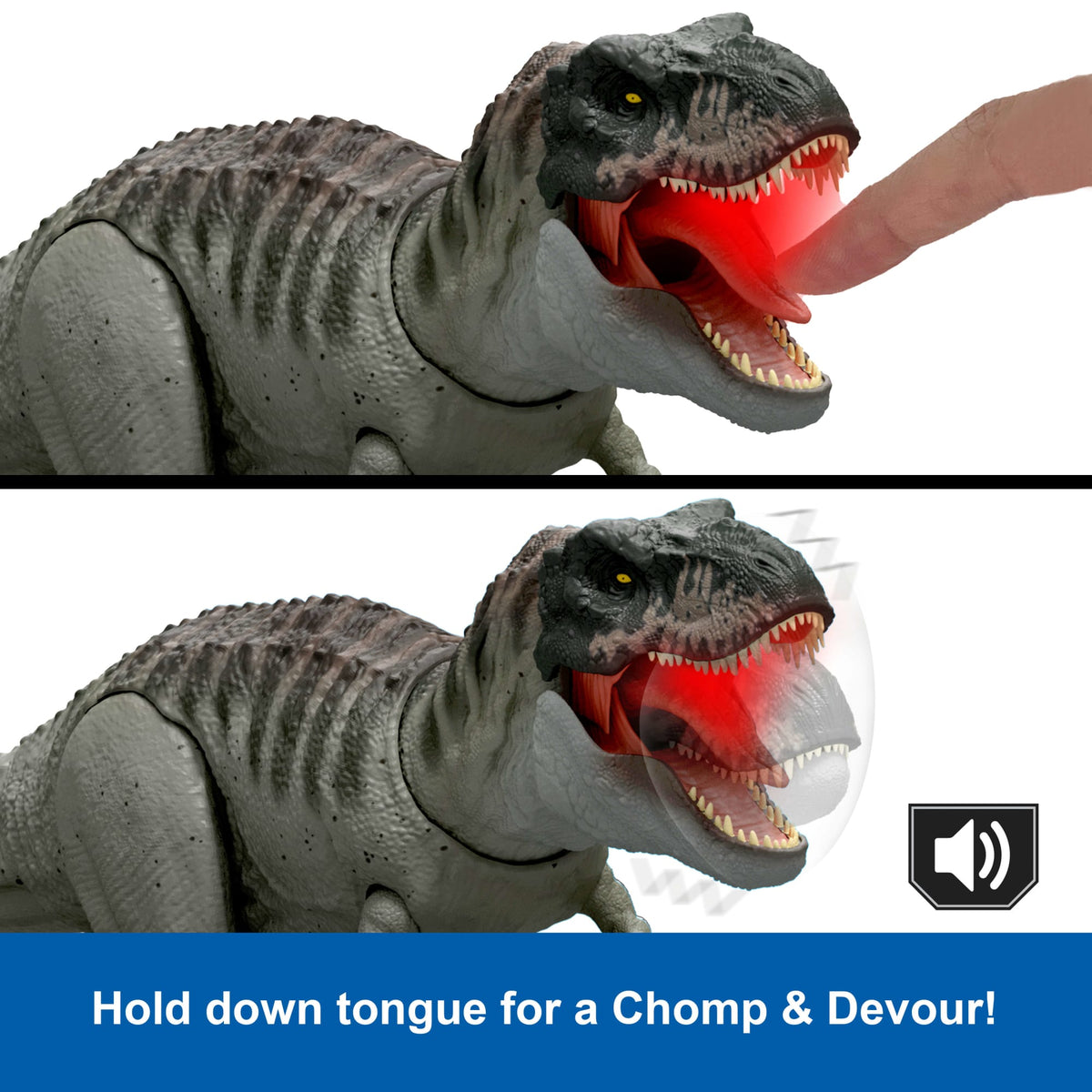 Jurassic World Rebirth Power Devour Tyrannosaurus Rex Dinosaur Figure, Constant Chomp Lights & Sound
