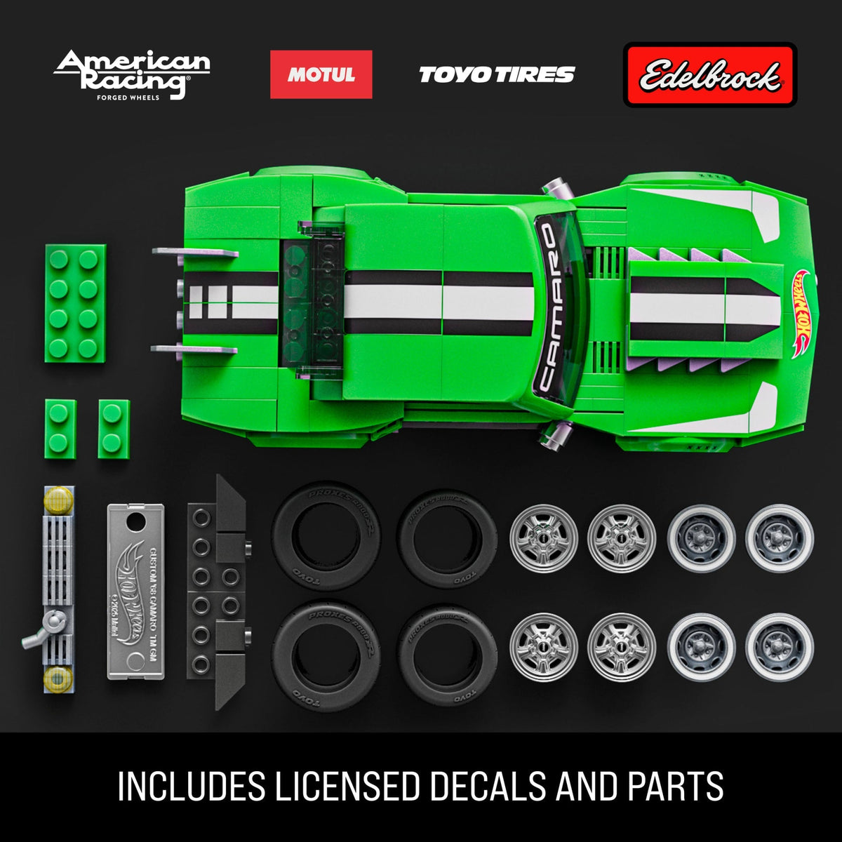 Mattel Brick Shop Hot Wheels Custom ’68 Camaro Building Toy Kit (289 Pieces), For Collectors