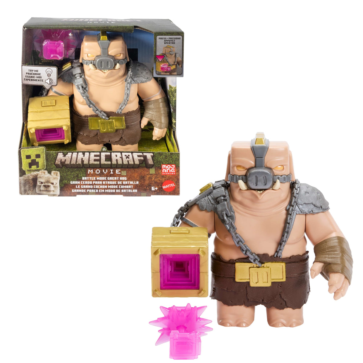 Minecraft Battle Mode Great Hog Large Action Figure, Lights & Sounds, Inspired By A Minecraft Movie