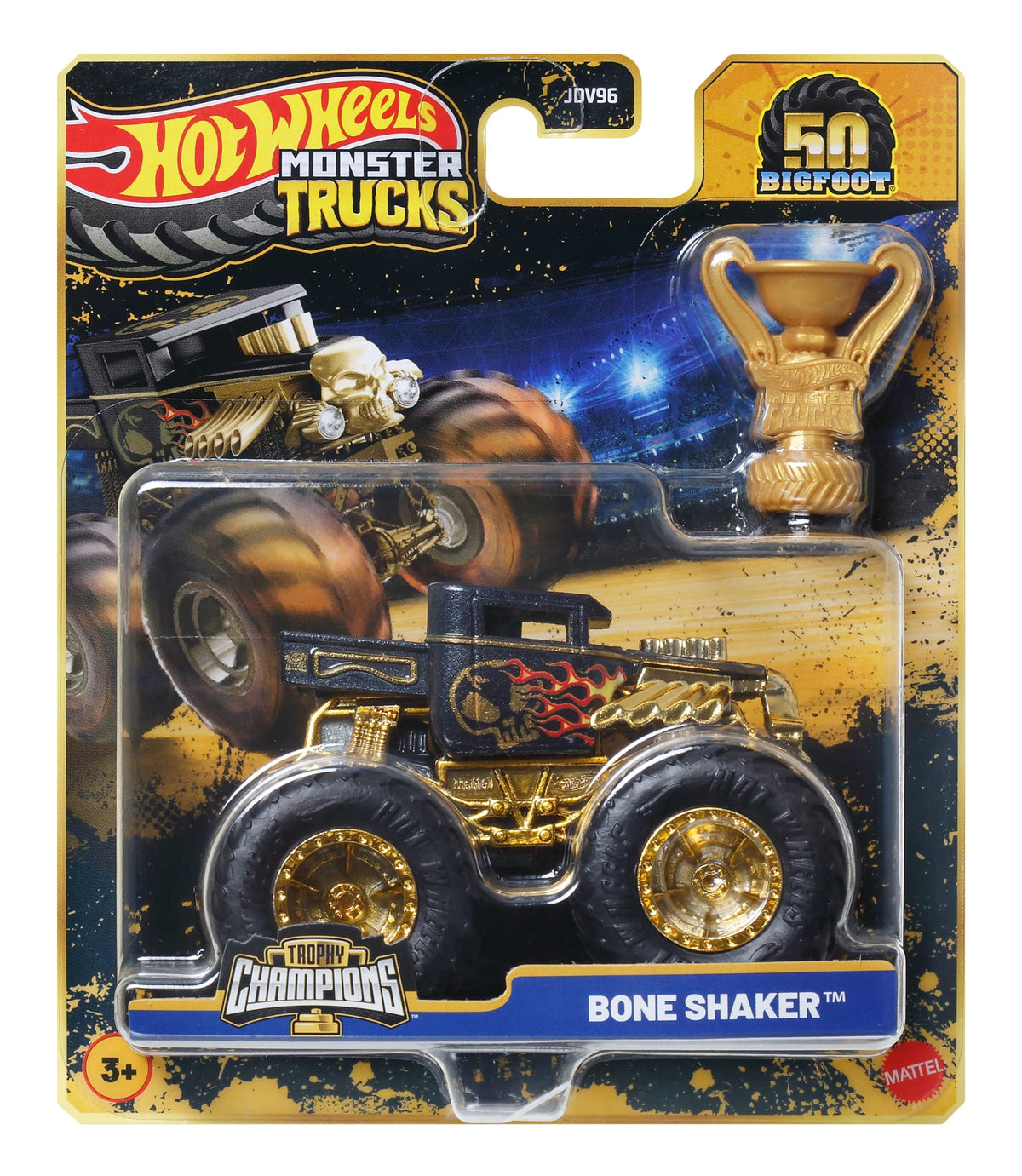 Hot Wheels Monster Trucks Trophy Champions Premium Die-Cast 1:64 Scale & Trophy