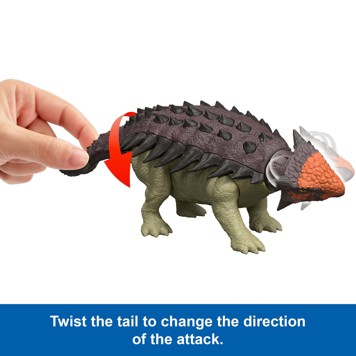 Jurassic World Rebirth Wild Roar Ankylosaurus Dinosaur Toy, Tail Attack Motion & Sound