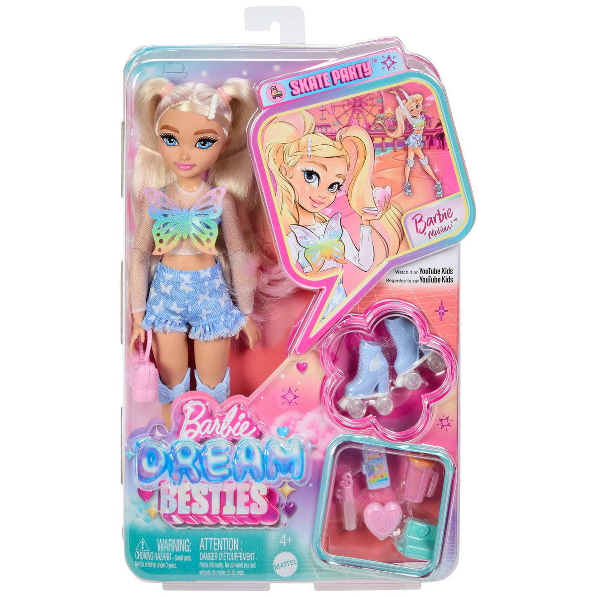 Barbie  Équipe de Rêve  Poupée  Barbie Malibu Patins à Roulettes
