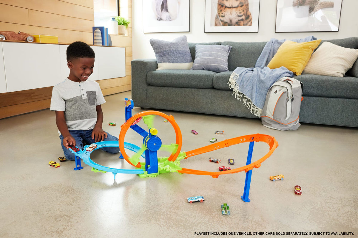 Hot Wheels Rapid Launch & Loop Playset With 1:64 Scale Die-Cast Toy Car, Crash & Track Set