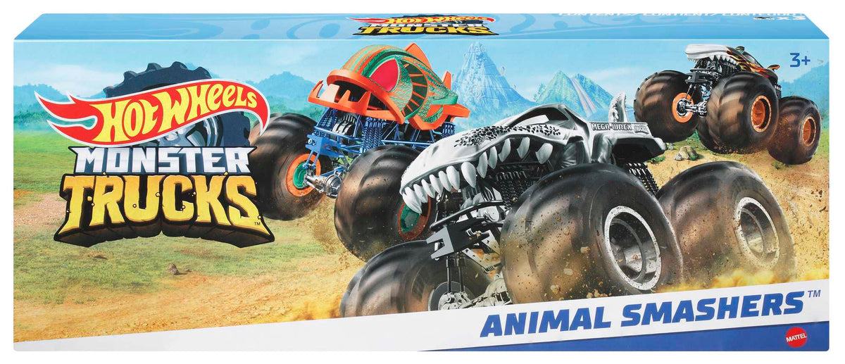 Hot Wheels Monster Trucks Creature 3-Pack, 3 Toy Trucks For Kids 3 Years Old & Up
