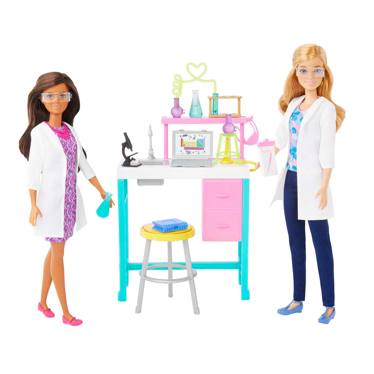 Barbie Science Lab Playset With 2 Dolls, Lab Bench And 10+ Accessories