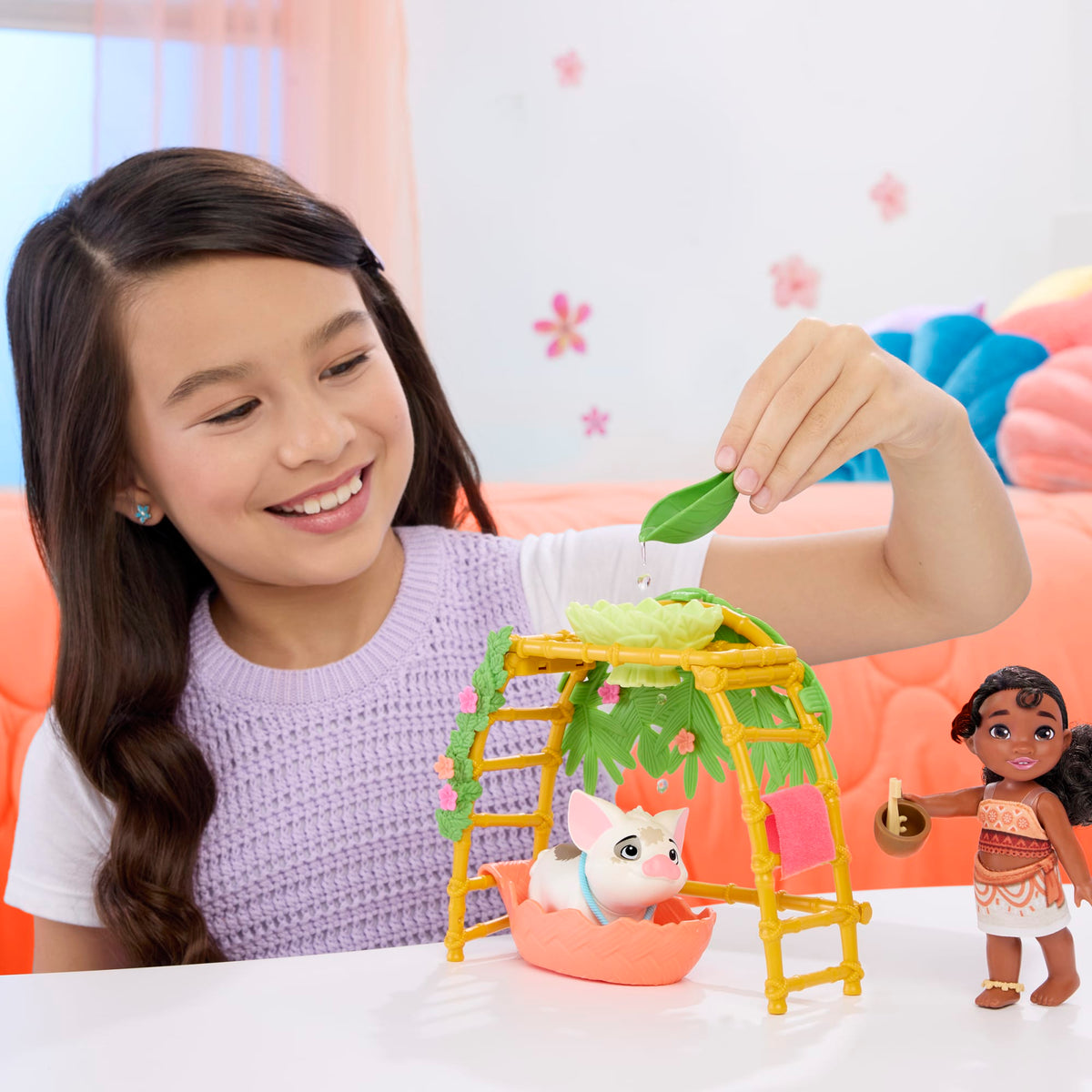 Disney Moana 2 Simea & Pua Bathtime Fun Playset, Fashion Doll & 10+ Accessories, inspired By The Movie