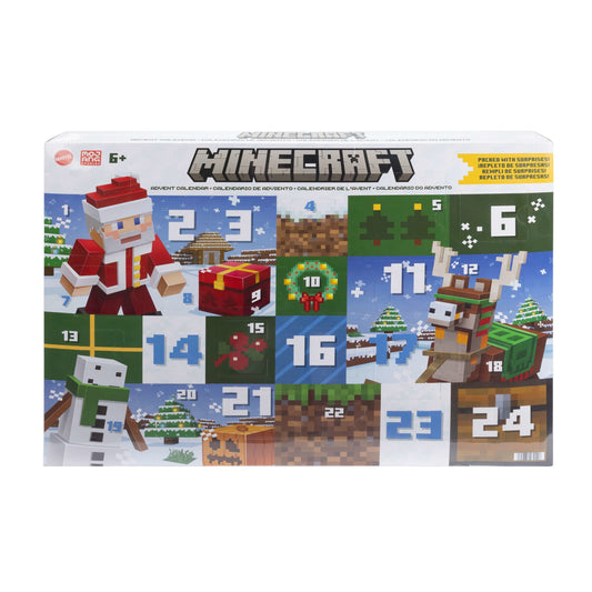 Minecraft Advent Calendar, 3 3.25-in Scale Action Figures, 17 Accessories & 4 Stickers
