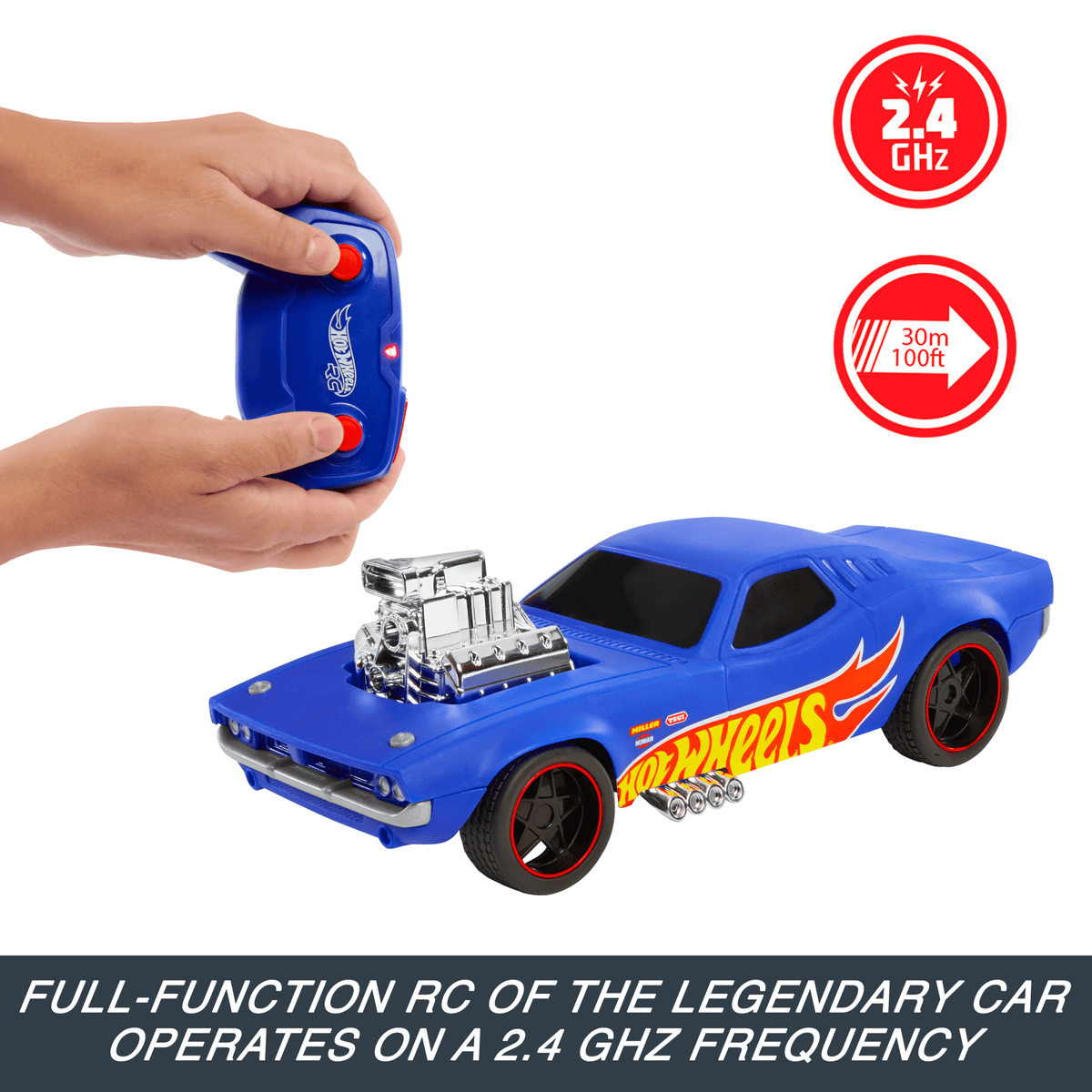 Hot Wheels 1:16 Scale RC Rodger Dodger USB-Rechargeable Toy Car, Battery-Operated Remote Control