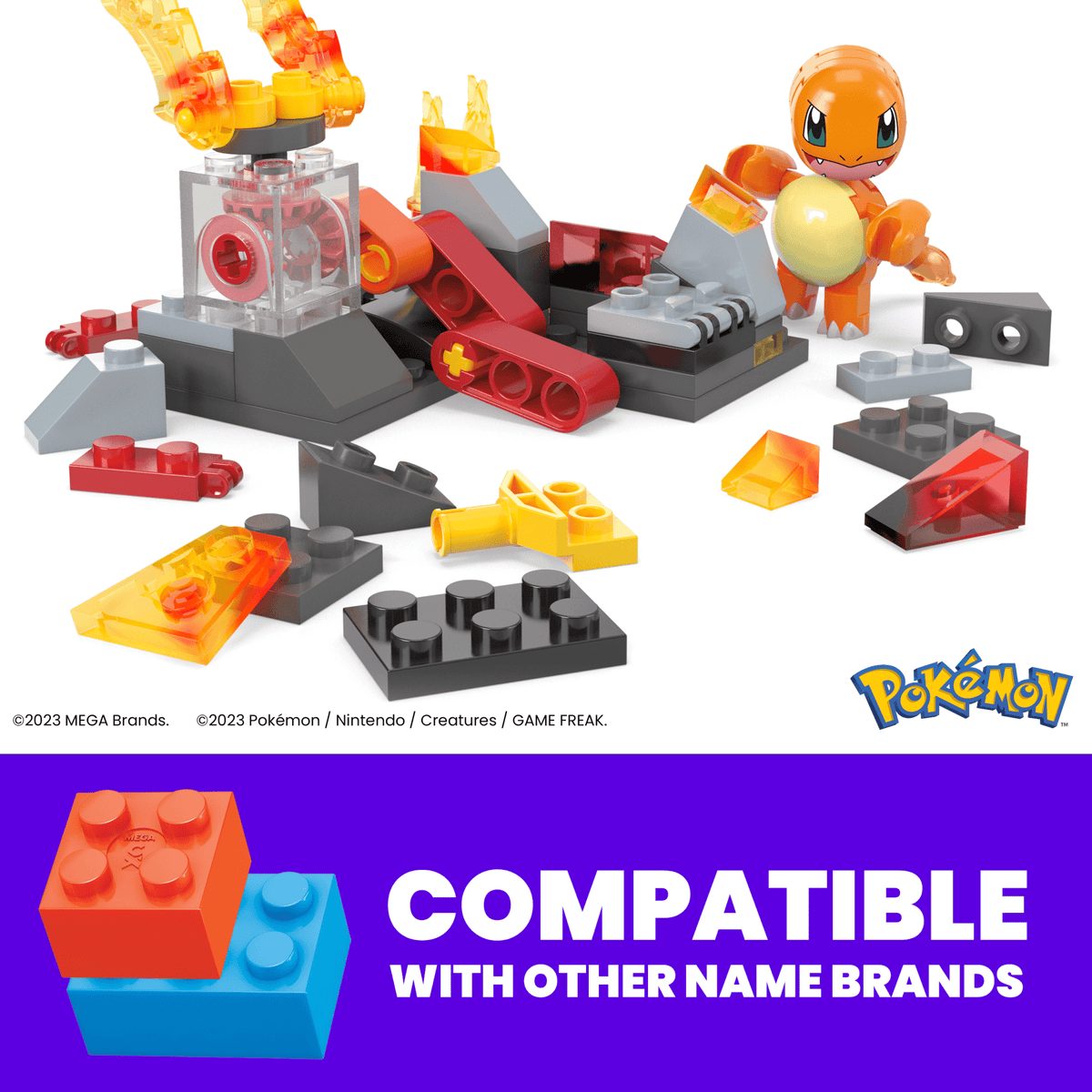 MEGA Pokémon Charmander's Fire-Type Spin Building Toy Kit With Figure (81 Pieces) For Kids