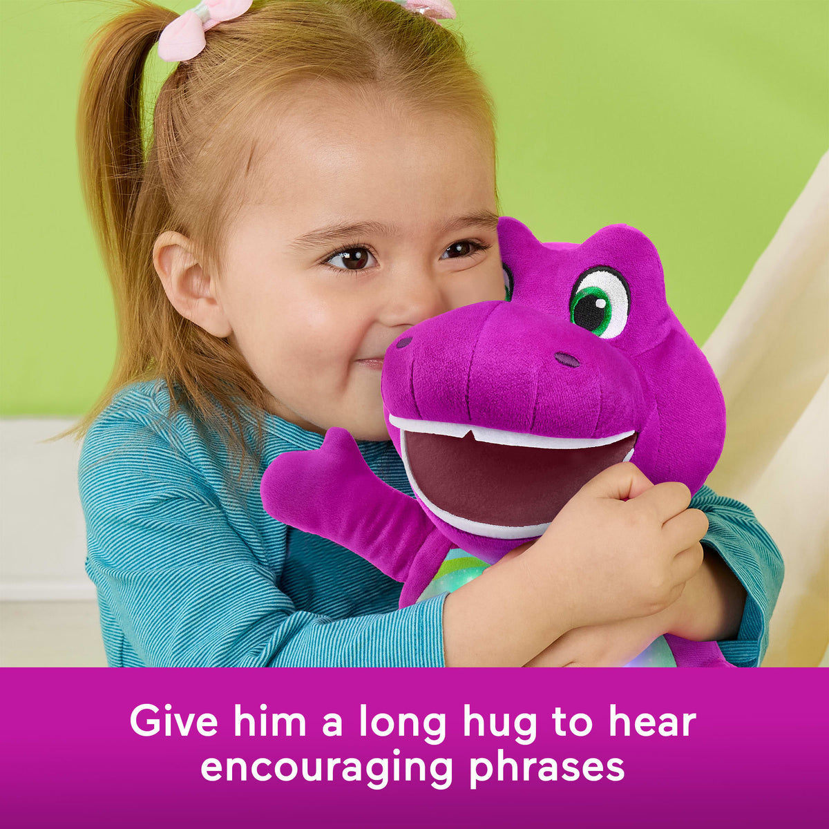 Fisher-Price Barney's World Heart Glow Barney Plush Toy With Music & Lights For Toddlers & Kids