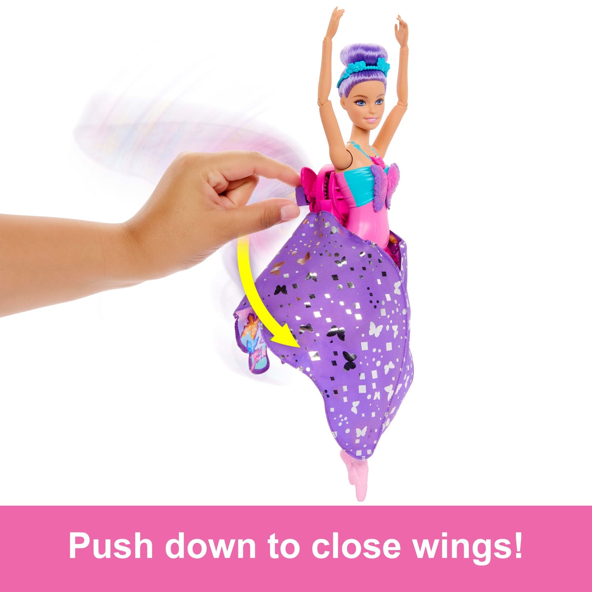 Barbie Dance And Flutter Doll With 2-in-1 Transformation From Dancer To Butterfly, Purple Hair
