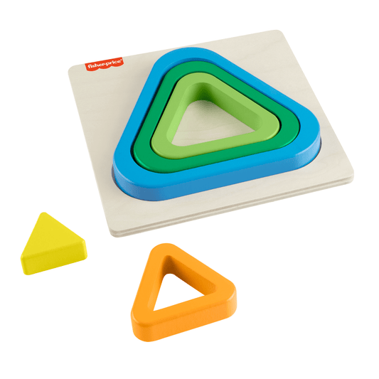 Fisher-Price Wooden Mini Rainbow Jigsaw Puzzle Triangle For Toddlers & Kids, 5 Wood Pieces