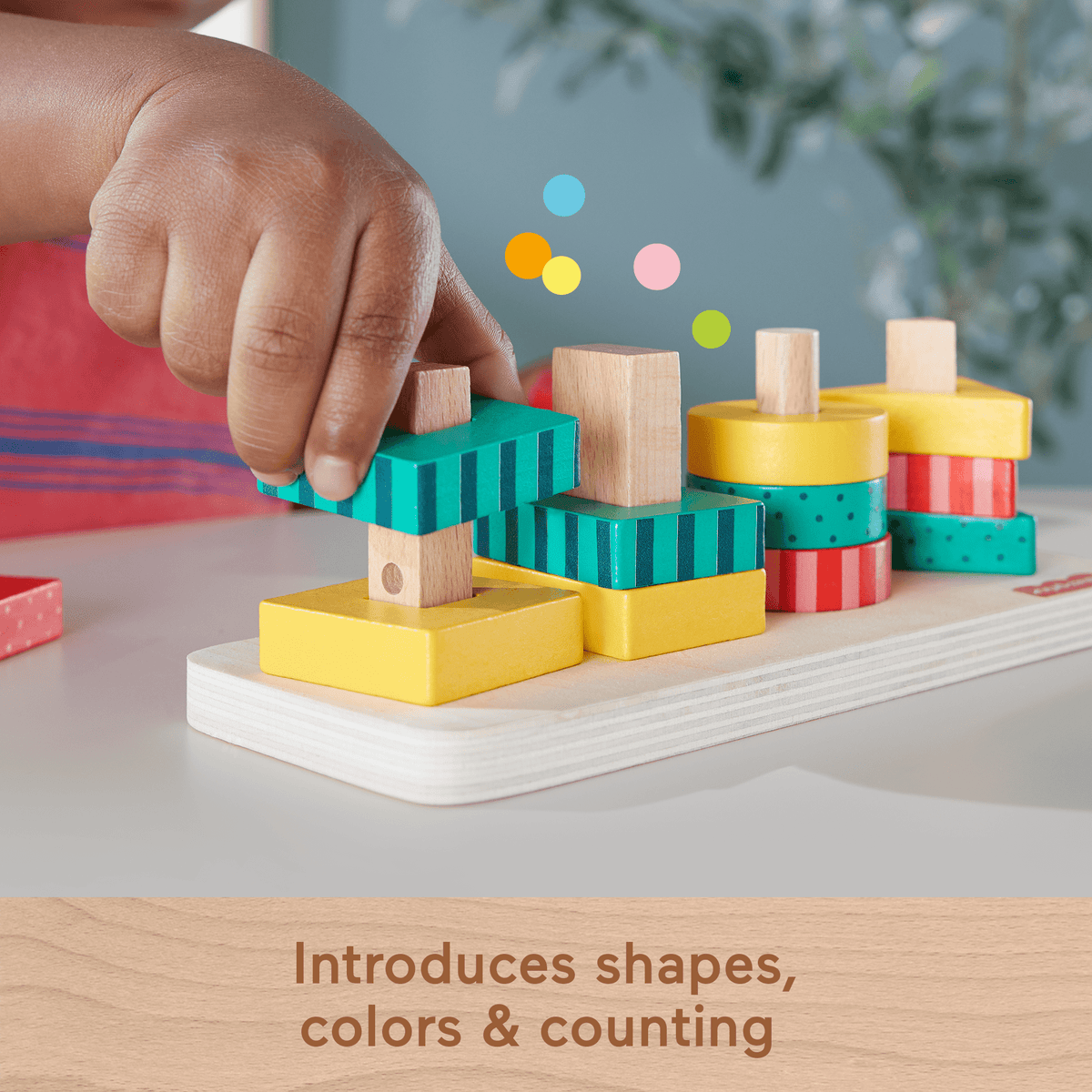 Fisher-Price Wooden Shape Stacker Toddler Sorting Toy, 13 Wood Pieces