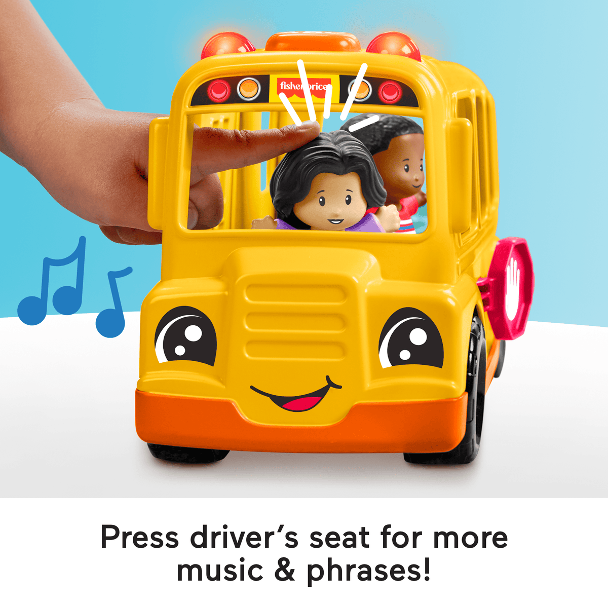Fisher-Price Little People School Bus Musical Toddler Toy Vehicle With 2 Figures